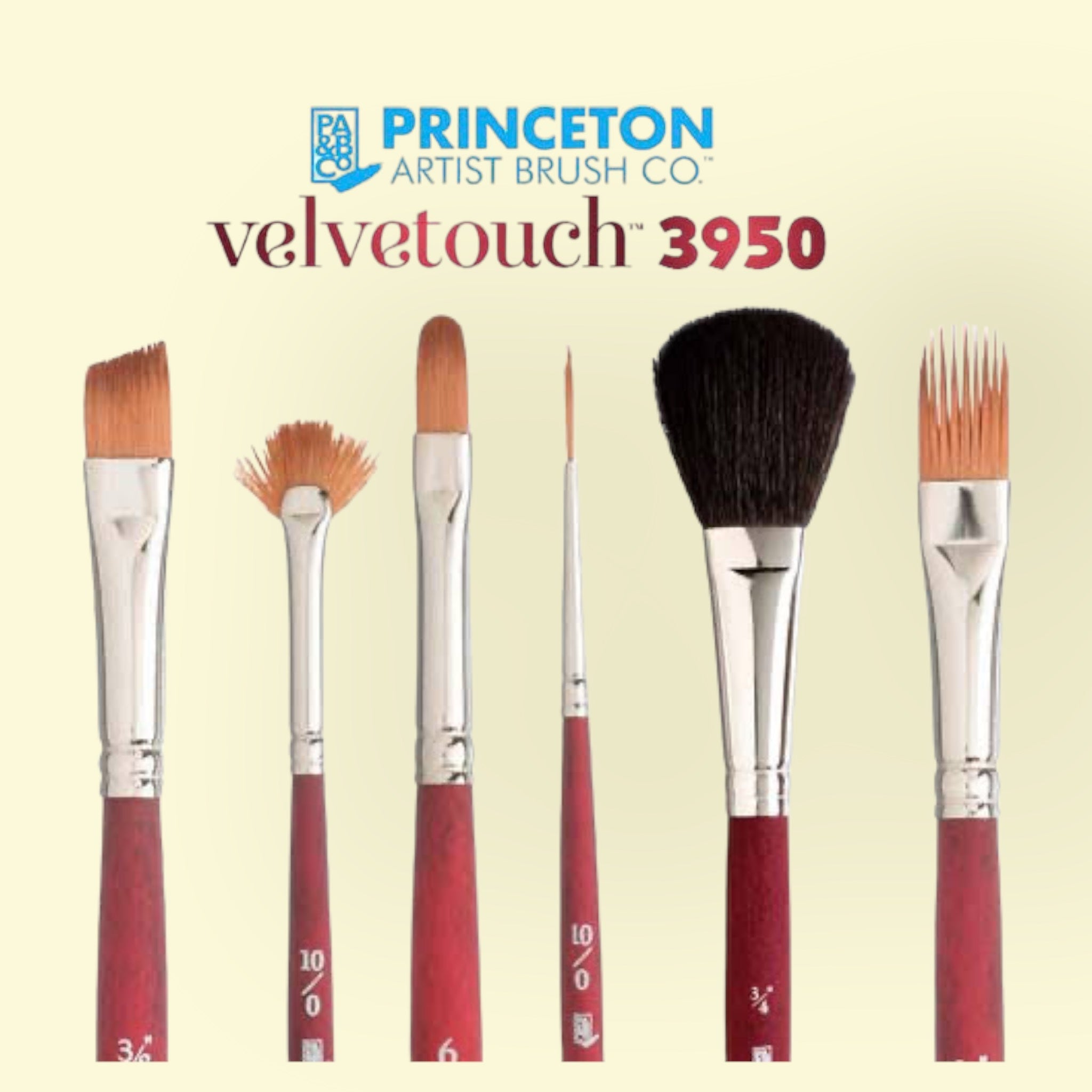 Princeton 3950 Velvetouch Mixed Media Brush Filbert Grainer 3/8
