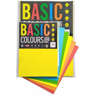 Anupam Basic Colour Paper Pack 160 GSM -50 Sheets - A4 | Reliance Fine Art |A4 & A5Paper PacksPaper Packs A3