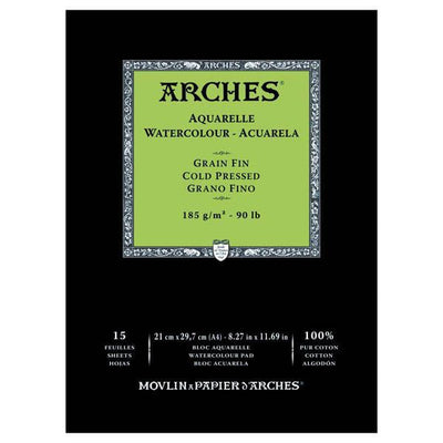 Arches 100% Cotton Watercolor Pad (A3 Size:29.7x42cms) Cold Pressed; 185 GSM; 15 Sheets | Reliance Fine Art |Arches 100% Cotton Watercolor PaperArches Watercolor PaperSketch Pads & Papers