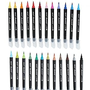 Brustro Aquarelle Brush Pen set of 24 | Reliance Fine Art |Illustration Pens & Brush Pens