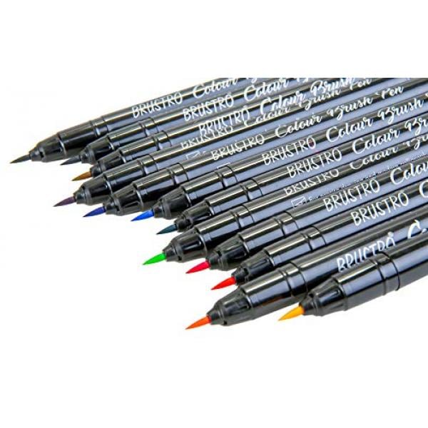 Brustro Colour Brush Pens Assorted Set of 12 | Reliance Fine Art |Illustration Pens & Brush Pens