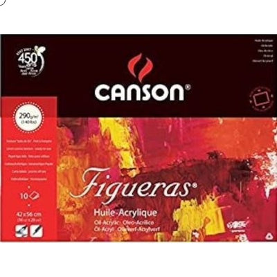 Canson Figueras Pads Canvas grain - glued on 4 sides GSM-290 (A3+++ Size-42x56 cm) | Reliance Fine Art |Art PadsPaper Pads for PaintingSketch Pads & Papers