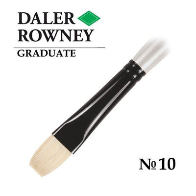 Daler Rowney Graduate Natural White Bristle Long Handle Bright Brush Size 10 (212141010) | Reliance Fine Art |Economy BrushesWash Brushes