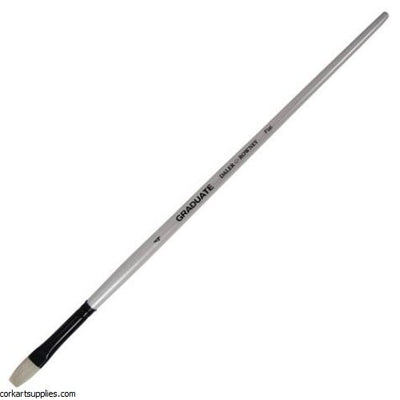 Daler Rowney Graduate Natural White Bristle Long Handle Flat Brush Size 4 (212144004) | Reliance Fine Art |Economy Brushes