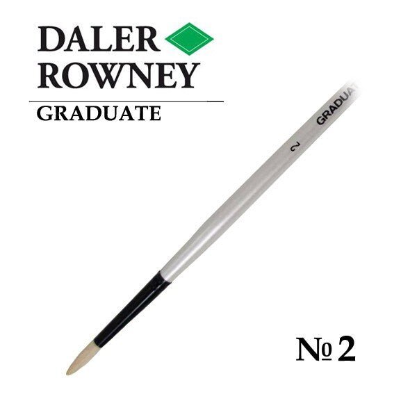 Daler Rowney Graduate Natural White Bristle Long Handle Round Brush Size 2 (212145002) | Reliance Fine Art |Economy Brushes