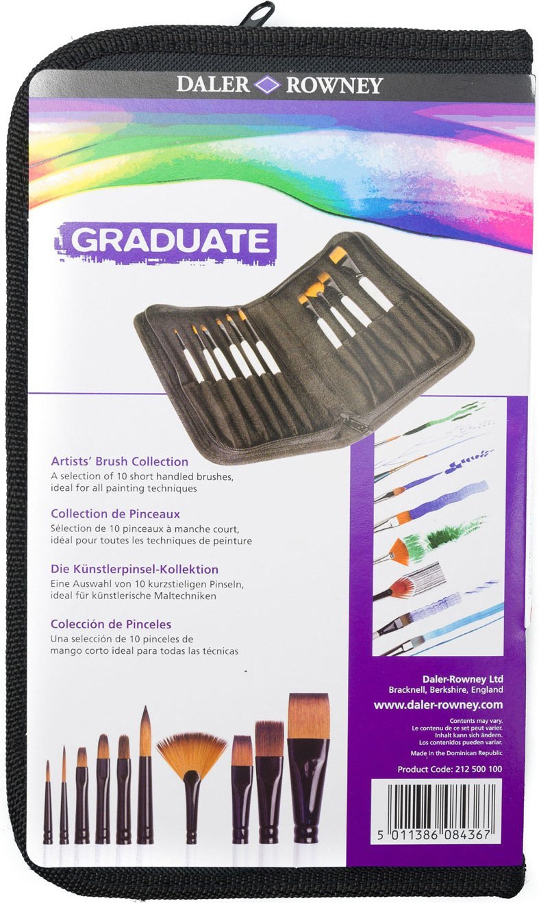 Daler Rowney Graduate Synthetic Brush Zip Case Set of 10 (212500100) | Reliance Fine Art |Brush SetsEconomy BrushesOil Paint Brushes