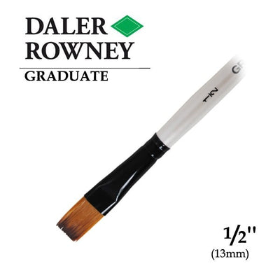Daler Rowney Graduate Synthetic Short Handle Flat Wash Brush Size 1/2 Inch (212155050) | Reliance Fine Art |Economy Brushes