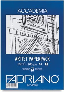 Fabriano Accademia Artist Paper pack 100s 200gsm A4 | Reliance Fine Art |A4 & A5Paper PacksPaper Packs A3