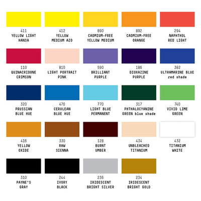 Liquitex Professional Heavy Body Acrylic Paint Set of 24x22ML - Essential Colors | Reliance Fine Art |Acrylic Paint SetsPaint Sets