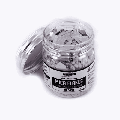 Mica Flakes - Silver (30 GMS) | Reliance Fine Art |Resin and Fluid ArtTexture mediums for Resin and Fluid Art