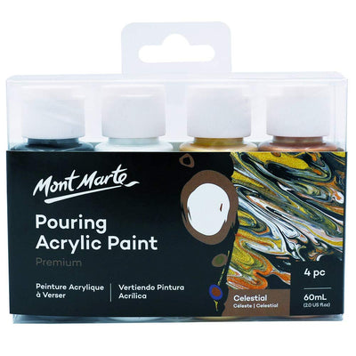 Mont Marte Pouring Acrylic 60ml 4pc - Celestial (PMPP4206) | Reliance Fine Art |Resin and Fluid ArtResin and Pouring Mediums & Sets