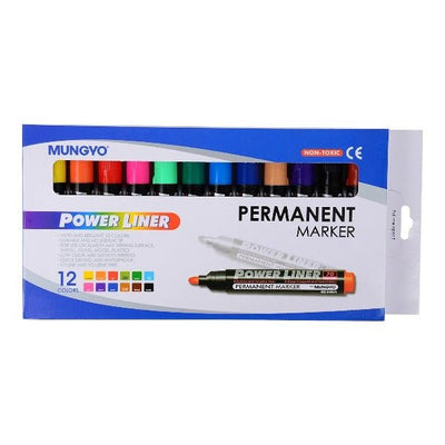 Mungyo Permanent Markers Set of 12 (PE-12A) | Reliance Fine Art |Illustration Pens & Brush PensMarkers