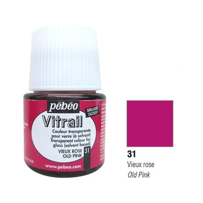 Pebeo Vitrail 45 ML Glass Colour Old Pink (31) | Reliance Fine Art |Glass & Silk ColoursPebeo Vitrail Glass Colours