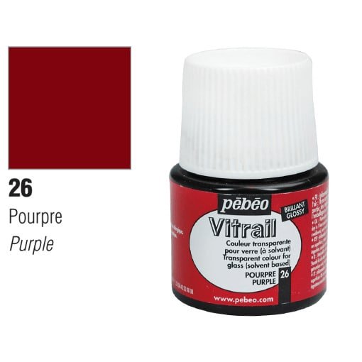 Pebeo Vitrail 45 ML Glass Colour Purple (26) | Reliance Fine Art |Glass & Silk ColoursPebeo Vitrail Glass Colours