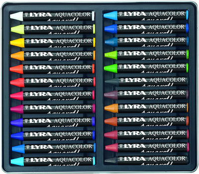 Rembrandt Lyra Artists Aquacolor Water Soluble Wax Pastels Set of 24 in Metal Box (L5611240) | Reliance Fine Art |PastelsSketching Pencils Sets