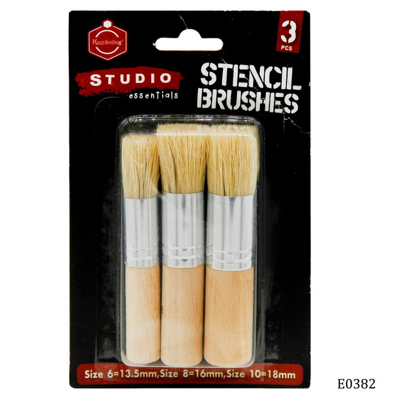 Stencil Brush Set of 3 - 6,8,10mm (E0382) | Reliance Fine Art |Art Tools & Accessories