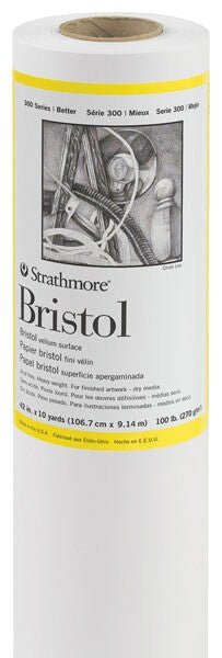 Strathmore 300 Series Bristol Roll Vellum Surface 270Gsm White 42 in x 10 yard (345-43) | Reliance Fine Art |Art PadsPaper RollsSketch Pads & Papers