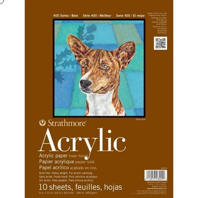 STRATHMORE 400 SERIES ACRYLIC PAD 10 sheets GSM-400, 30.5 x 45.7 cm (P430-12) | Reliance Fine Art |Art PadsPaper Pads for PaintingSketch Pads & Papers