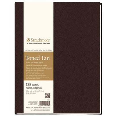 STRATHMORE 400 SERIES TONED MIXED MEDIA HARDBOUND BOOK TONED TAN 48 sheets GSM-300, 21.6 x 27.9 cm (P469-308) | Reliance Fine Art |Art JournalsPaper Pads for PaintingSketch Pads & Papers