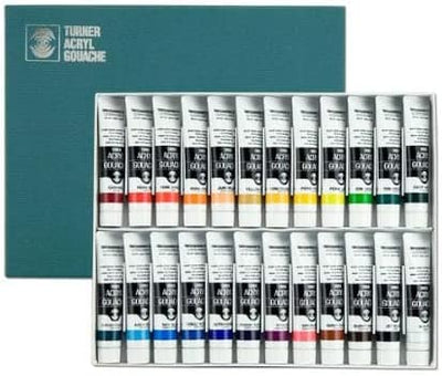 Turner Acrylic Gouache Colour Set of 24 (20 ML) | Reliance Fine Art |Gouache Paint SetsGouache PaintsPaint Sets