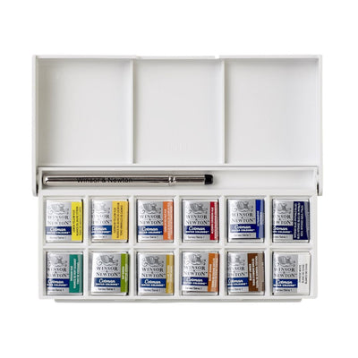 WINSOR & NEWTON COTMAN WATER COLOUR SKETCHERS’ POCKET BOX – 12 HALF PANS (390640) | Reliance Fine Art |Paint SetsWatercolor PaintWatercolor Paint Sets