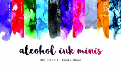 Alcohol Inks Mini Pack Of 10 Shades (Kit no 1) | Reliance Fine Art |Alcohol InkArtist InksPigments for Resin & Fluid Art