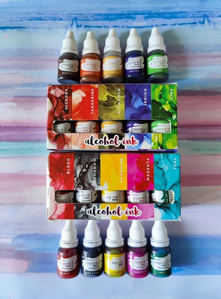 Alcohol Inks Mini Pack Of 10 Shades (Kit no2) | Reliance Fine Art |Alcohol InkPaint SetsPigments for Resin & Fluid Art