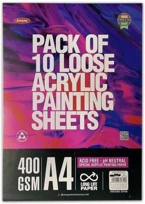 Anupam Acrylic loose sheets - A4 -10 Sheets - 400 GSM | Reliance Fine Art |A4 & A5Paper PacksPaper Packs A3