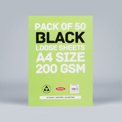 Anupam Black Paper Loose Pack A4 - 200 Gsm -50 Sheets | Reliance Fine Art |A4 & A5Paper PacksPaper Packs A3