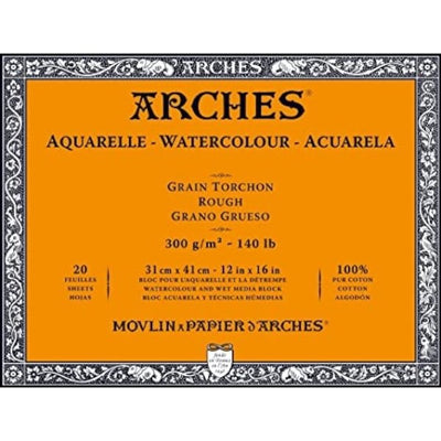 Arches 100% Cotton Watercolor Block (A3 Size: 31x41cms) Rough Grain; 300 GSM; 20 Sheets | Reliance Fine Art |Arches 100% Cotton Watercolor PaperArches Watercolor PaperSketch Pads & Papers