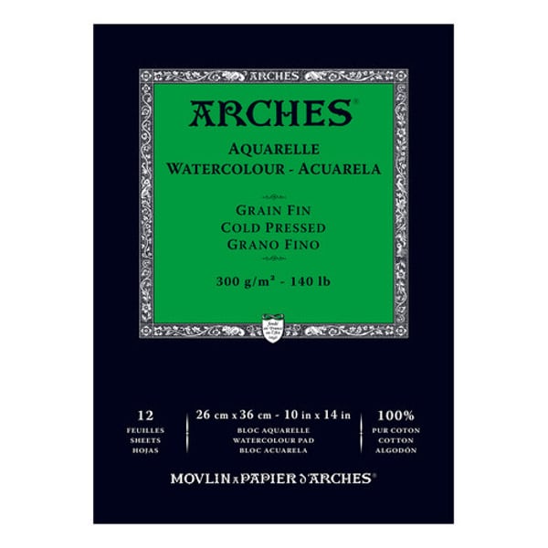 Arches 100% Cotton Watercolor Pad (A3(-) Size:26x36cms) Cold Pressed; 300 GSM; 12 Sheets | Reliance Fine Art |Arches 100% Cotton Watercolor PaperArches Watercolor PaperSketch Pads & Papers
