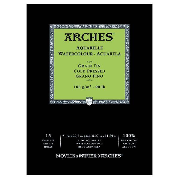 Arches 100% Cotton Watercolor Pad (A3 Size:29.7x42cms) Cold Pressed; 185 GSM; 15 Sheets | Reliance Fine Art |Arches 100% Cotton Watercolor PaperArches Watercolor PaperSketch Pads & Papers