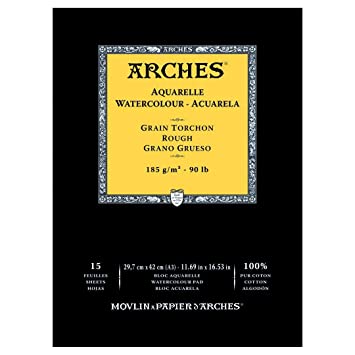 Arches 100% Cotton Watercolor Pad (A3 Size:29.7x42cms) Rough Grain; 185 GSM; 15 Sheets | Reliance Fine Art |Arches 100% Cotton Watercolor PaperArches Watercolor PaperSketch Pads & Papers