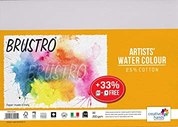 Brustro Artist`s WaterColour Papers 200GSM Cold Pressed A4 (12 Sheets) | Reliance Fine Art |A4 & A5Paper PacksPaper Packs A3
