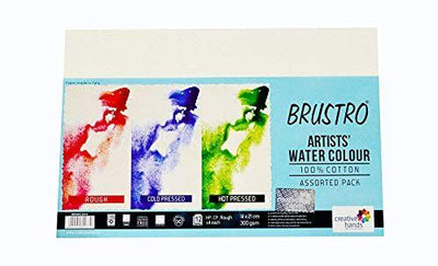 Brustro Artist`s WaterColour Papers 300gsm 14cm X 21cm (12 Sheets) 100% COTTON | Reliance Fine Art |A4 & A5Paper PacksPaper Packs A3
