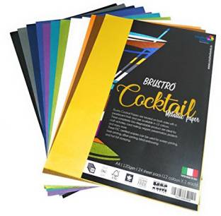 Brustro Cocktail Metallic Paper A4 Size 24 Sheets 120GSM | Reliance Fine Art |A4 & A5Paper PacksPaper Packs A3
