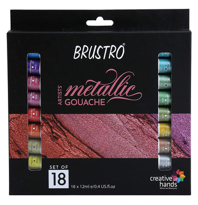 Brustro Gouache Metallic Set of 18x12ml | Reliance Fine Art |Gouache Paint SetsGouache PaintsPaint Sets