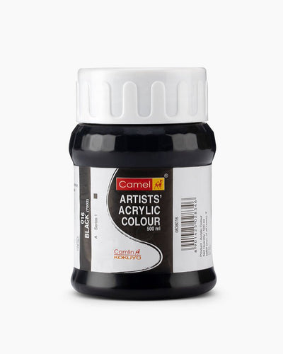 Camel Acrylic 500ml 016 Black | Reliance Fine Art |Camel Artist Acrylic Paint