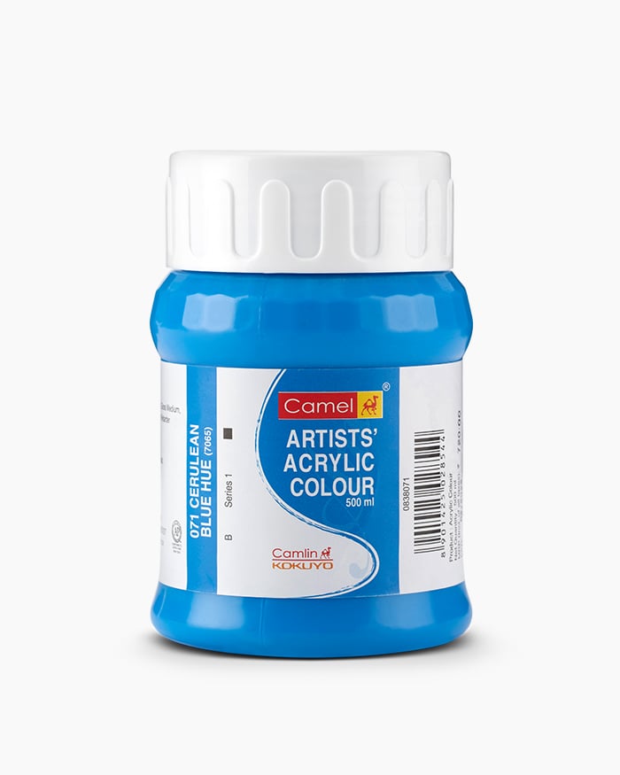 Camel Acrylic 500ml 071 Cerulean Blue Hue | Reliance Fine Art |Acrylic PaintsCamel Acrylic Paint 500 ML