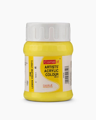 Camel Acrylic 500ml 236 Lemon Yellow | Reliance Fine Art |Camel Artist Acrylic Paint
