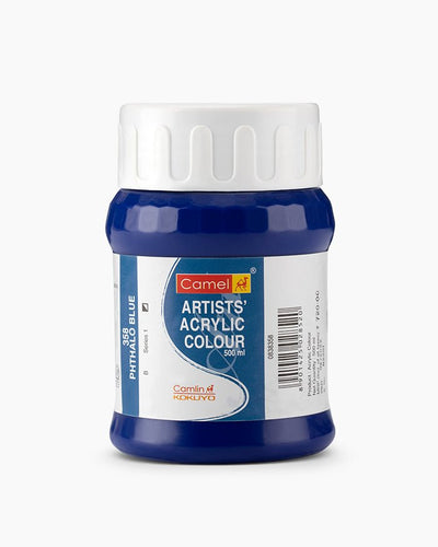 Camel Acrylic 500ml 358 Phthalo Blue | Reliance Fine Art |Camel Artist Acrylic Paint