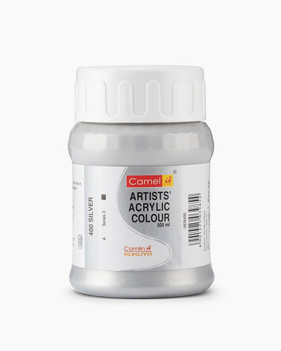 CAMEL ACRYLIC 500ML 400 SILVER | Reliance Fine Art |Camel Artist Acrylic Paint