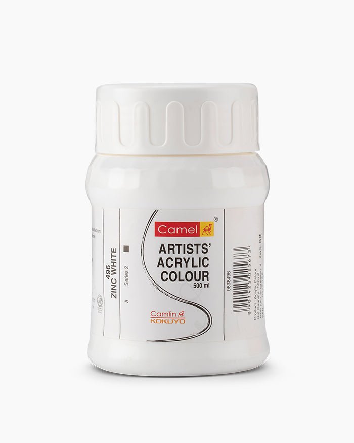 Camel Acrylic 500ml 496 Zinc White | Reliance Fine Art |Camel Artist Acrylic Paint