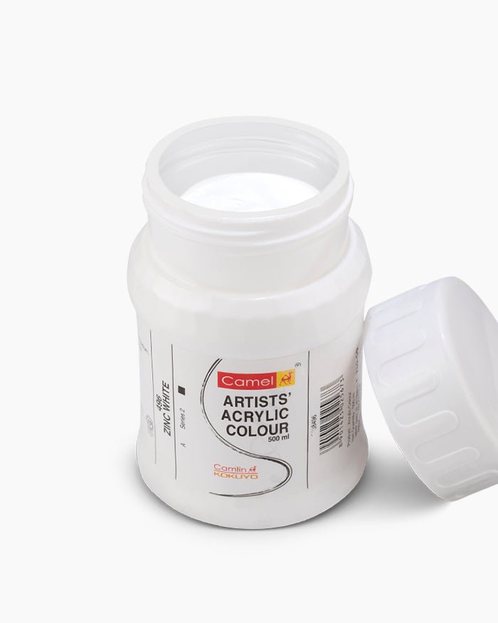 Camel Acrylic 500ml 496 Zinc White | Reliance Fine Art |Camel Artist Acrylic Paint