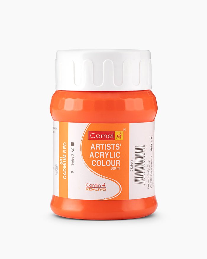 CAMEL ACRYLIC COLOR 500ML 041 CADMIUM RED | Reliance Fine Art |Camel Artist Acrylic Paint