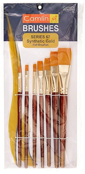 CAMEL BRUSH SET OF SYNTHETIC GOLD SERIES FLAT 67/7SET OF 7 | Reliance Fine Art |Brush Sets