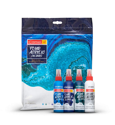 Camel Fluid Acrylic Colour Kit (Aqua Shades) | Reliance Fine Art |Acrylic PaintsCamel Fluid Acrylic Paint 60 MLResin and Pouring Mediums & Sets