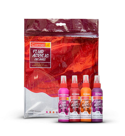 Camel Fluid Acrylic Colour Kit (Sunset Shades) | Reliance Fine Art |Acrylic PaintsCamel Fluid Acrylic Paint 60 MLResin and Pouring Mediums & Sets