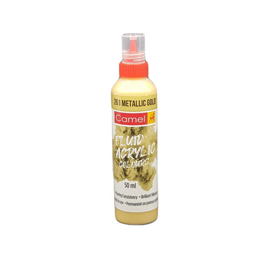 Camel Fluid Acrylic Colours 50 ML Metallic Gold (261) | Reliance Fine Art |Acrylic PaintsCamel Fluid Acrylic Paint 60 ML