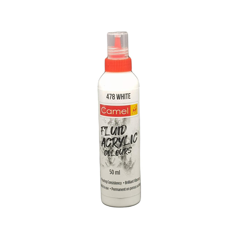 Camel Fluid Acrylic Colours 50 ML White (478) | Reliance Fine Art |Acrylic PaintsCamel Fluid Acrylic Paint 60 ML